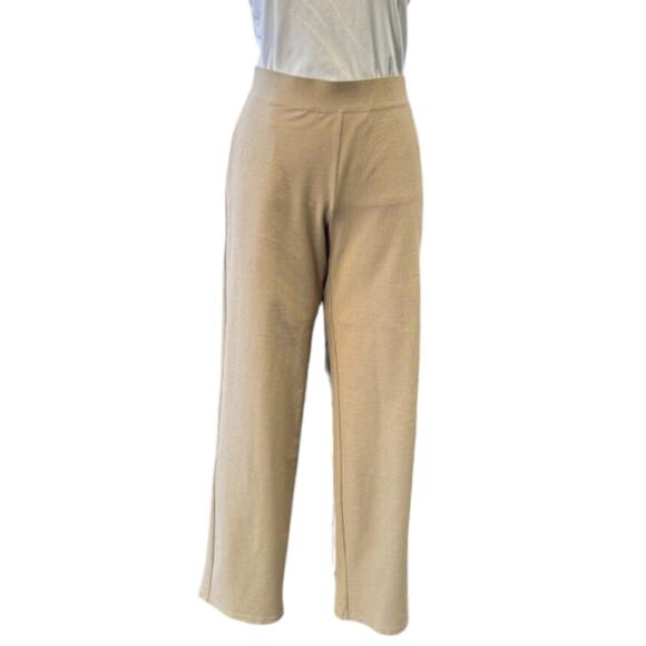 Eileen Fisher Beige Super Soft Organic Cotton Stretchy Cropped Pants Size Large - Picture 1 of 10